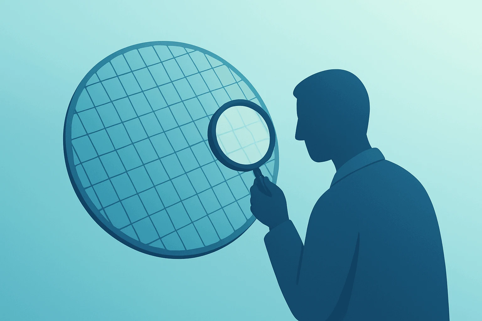 Flat vector cover showing a semiconductor chip symbolizing the Intel Apple chip deal and foundry risks and market rally.
