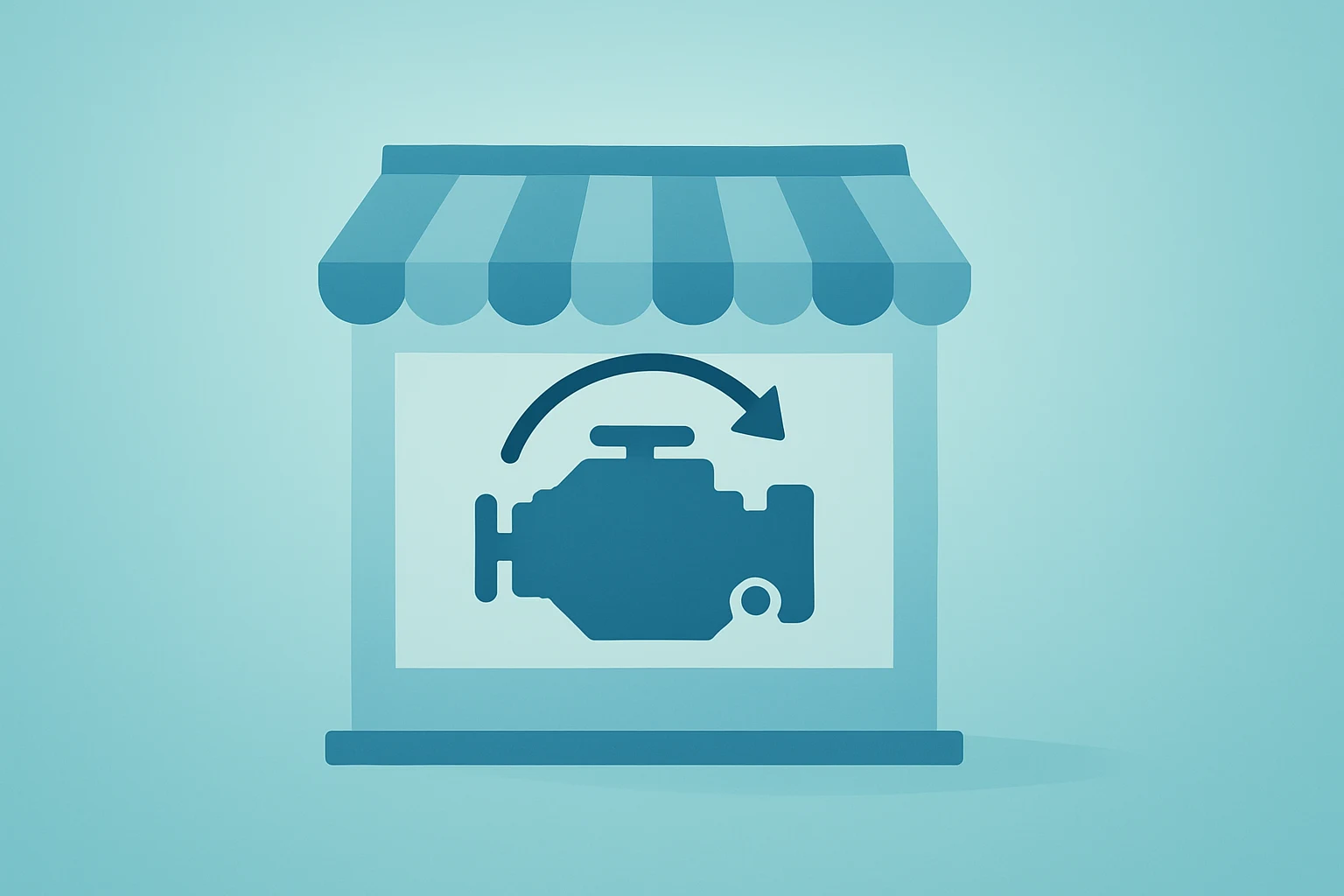 Flat filled vector of a storefront engine dimming then reigniting to symbolize Target earnings turnaround and modest growth