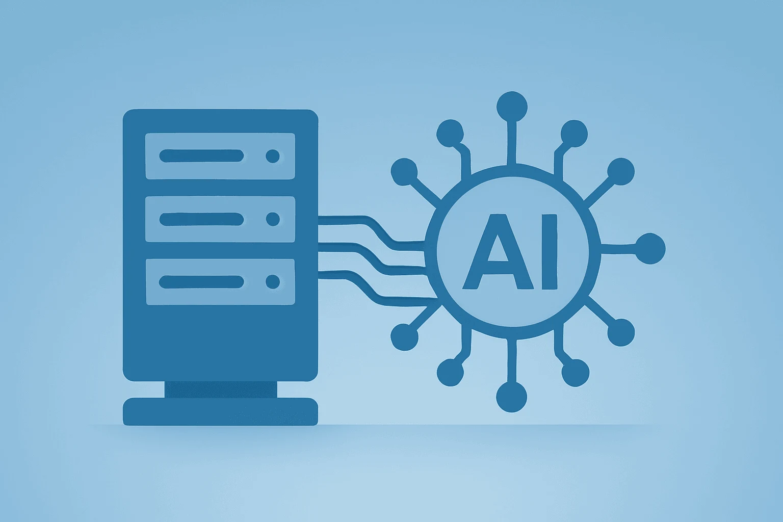 Flat-vector server icon symbolizing Salesforce earnings and Claudeforce AI integration on a light gradient with subtle shadow