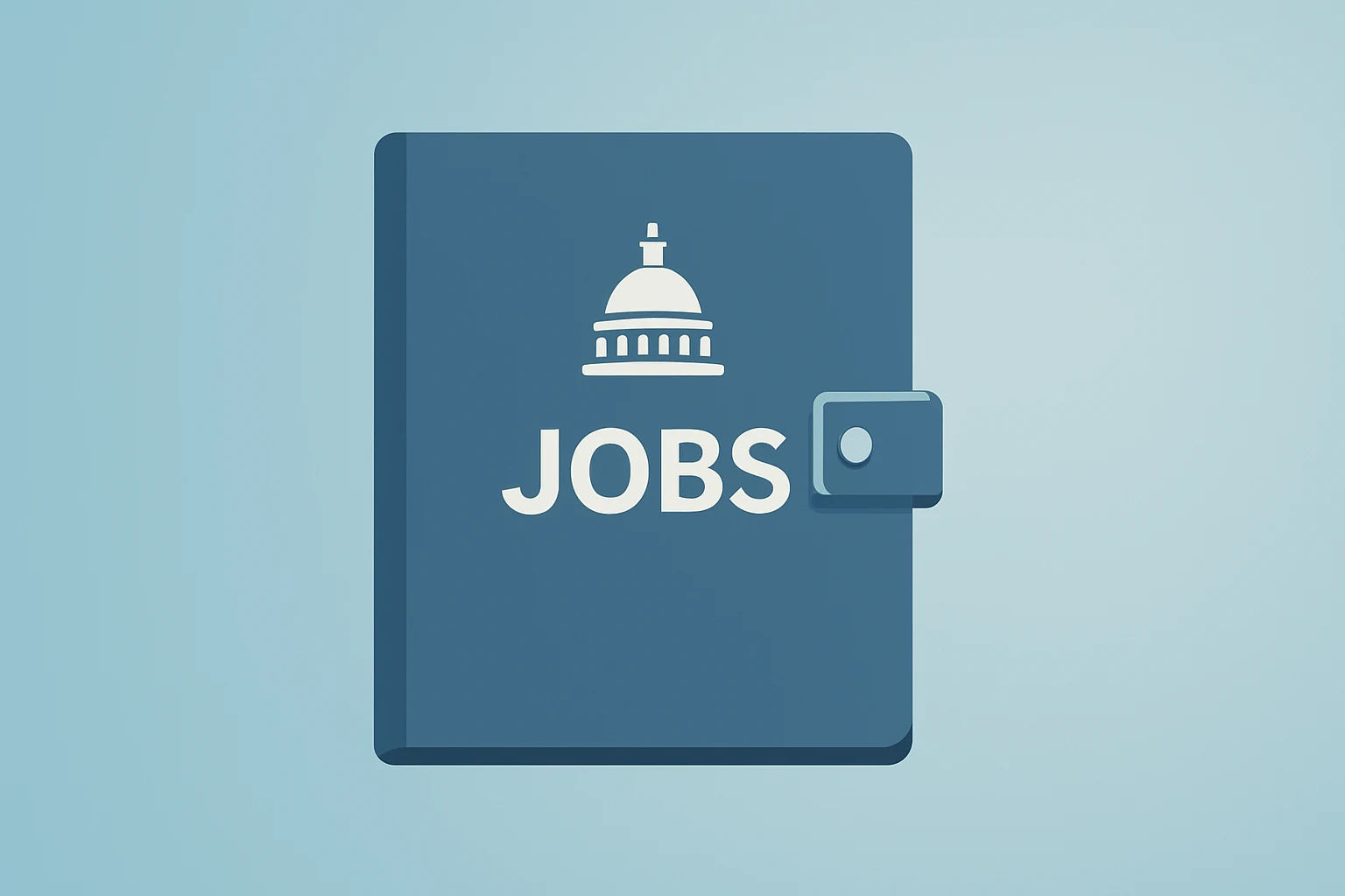 Flat vector sealed government binder symbolizing U.S. jobs report delayed by a shutdown, subtle shadow lift