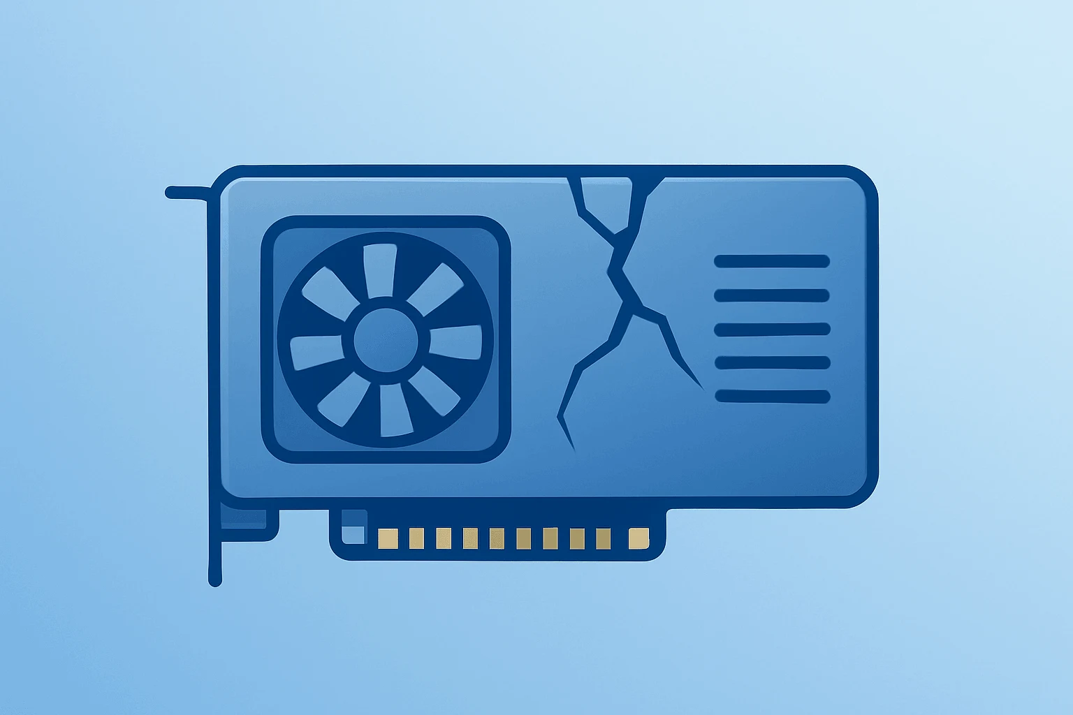 Nvidia stock as a flat vector server stack with a fractured shell symbolizing semiconductor selloff and index pressure.