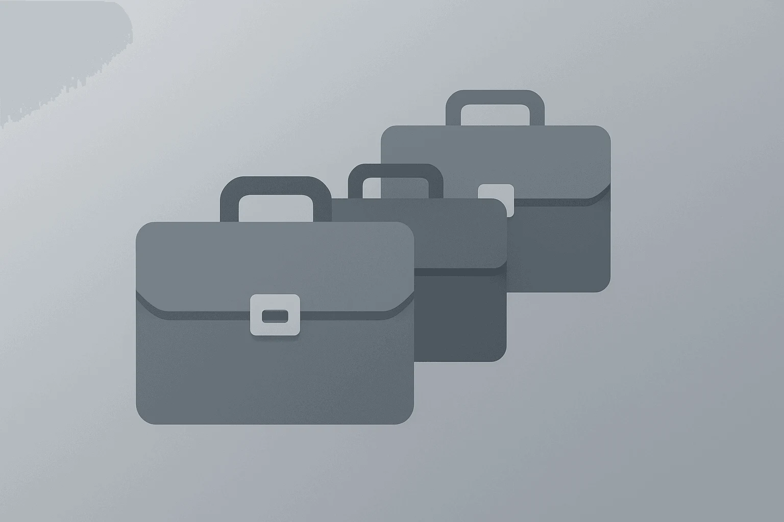 Flat vector of a briefcase cluster with nodes evoking hiring resilience and labor demand for U.S. Jobs Report April 2026