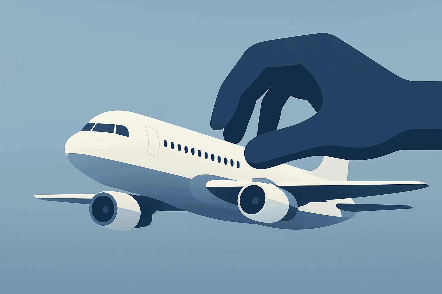 Flat-vector passenger jet under takeover pressure with compressed timetable motif tied to easyJet takeover interest.