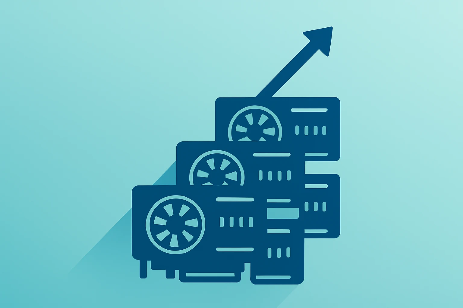 Flat-vector server rack of expanding GPU blades illustrating Nebius Q4 2025 results, AI-cloud growth and capex.