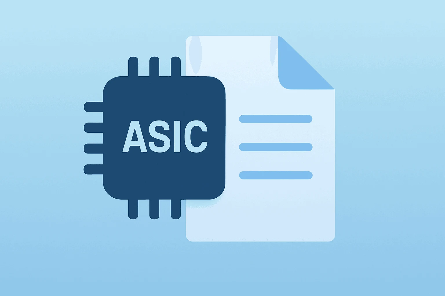 Flat filled vector of a stylized chip merged with an agreement page symbolizing the Broadcom Apple chip partnership.
