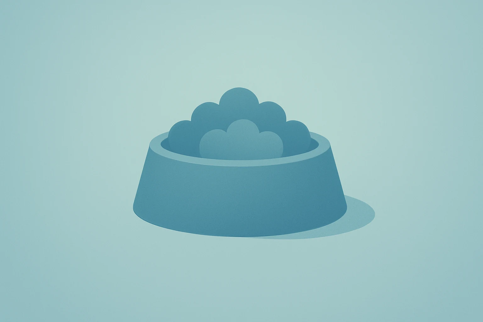 Flat centered vector of a pet food bowl with dimming light symbolizing Chewy Q3 2025 earnings reversal and market caution.