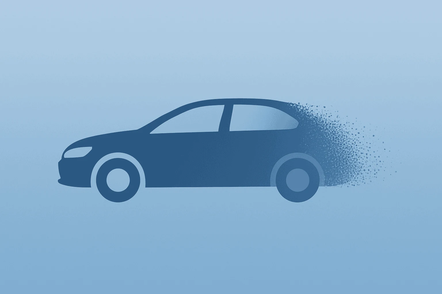 Flat vector of a single car silhouette dimming to symbolize Volkswagen restructuring and union-led plant protests.