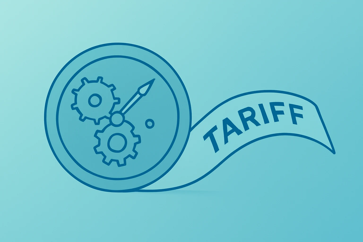 Flat vector of a watch movement easing a tariff band to symbolize the U.S.-Switzerland trade deal easing Swiss exporters.