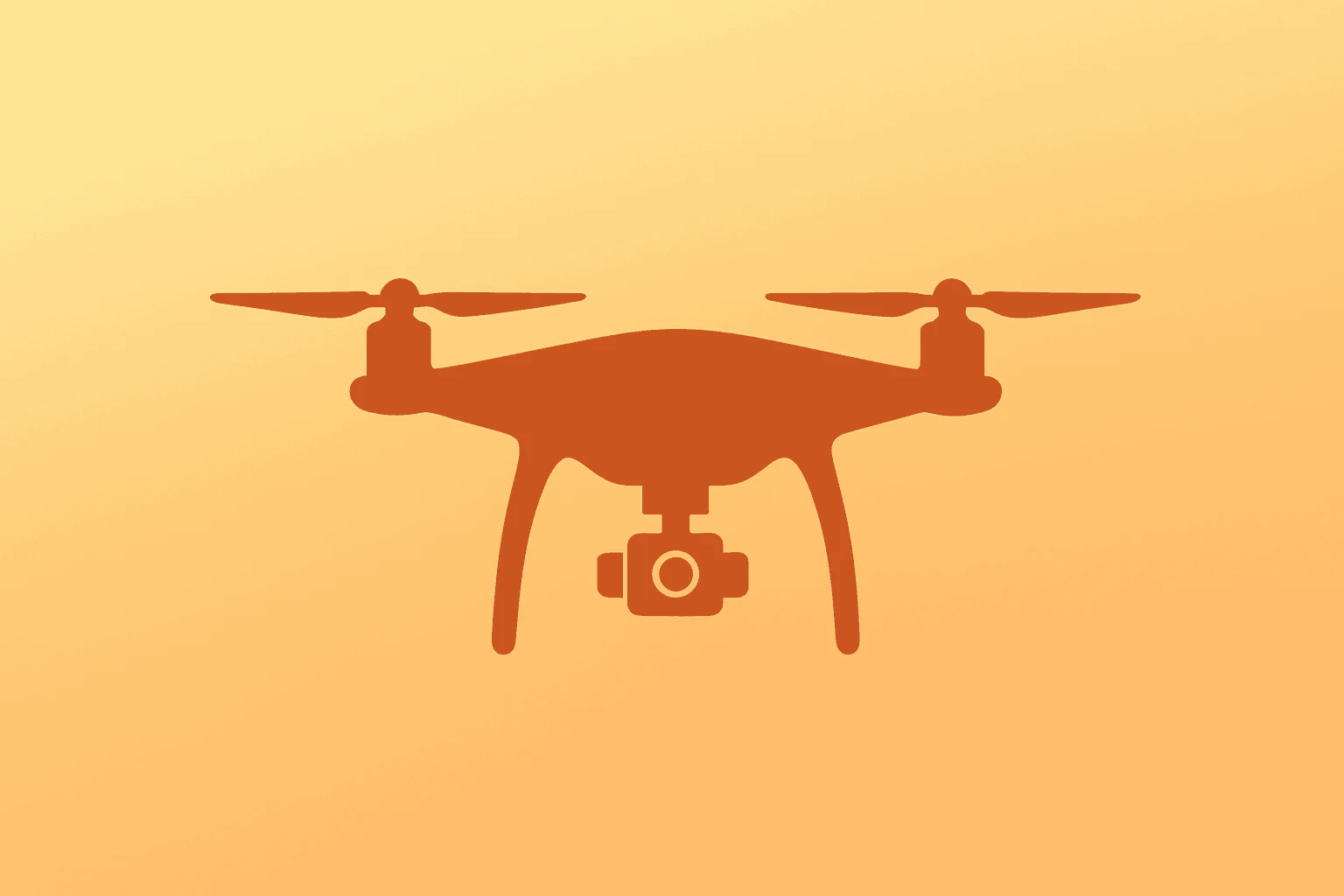 Flat filled vector of a drone surging forward on an amber-sand gradient, illustrating Unusual Machines Pentagon Talks.
