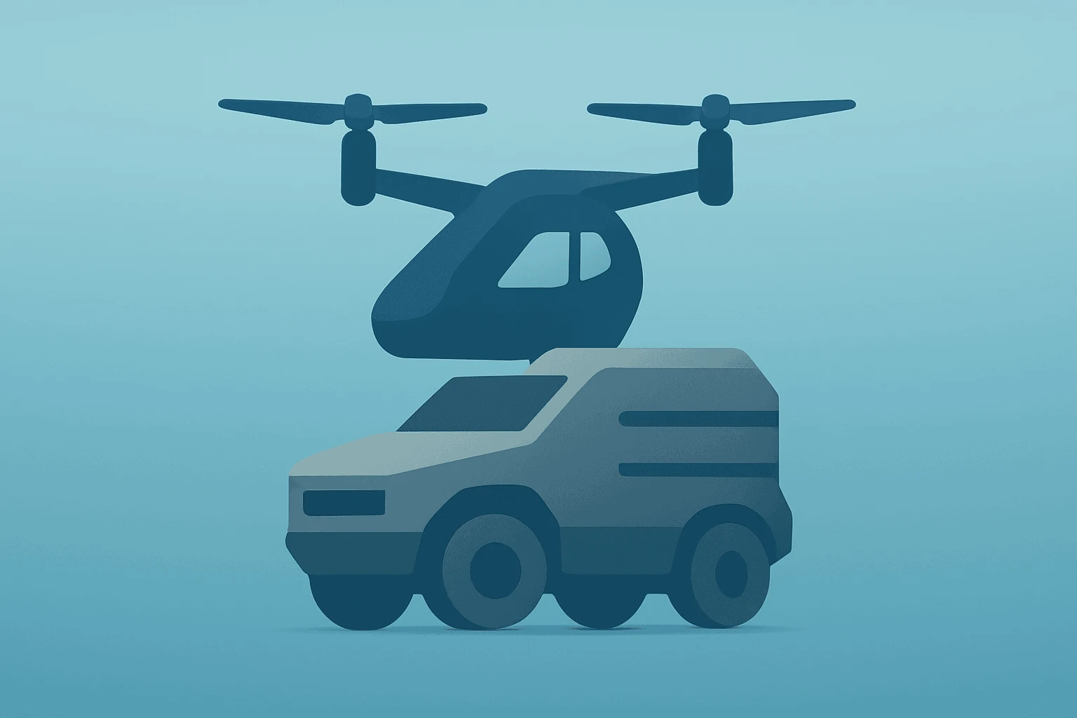 Flat vector of an eVTOL nacelle beside a clasped module symbolizing Joby Aviation acquisition and financing strain.
