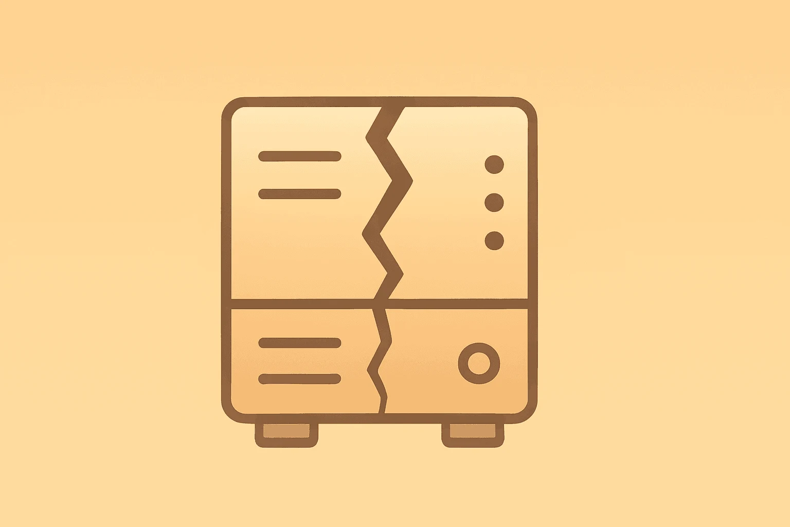 Flat vector of a server fused with a cracked circuit symbolizing Microsoft OpenAI trial funding and governance risk.