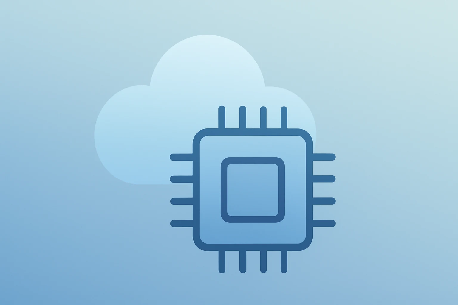 Flat filled vector of a cloud server fused with a GPU chip to symbolize Anthropic Azure commitment shifting compute demand.
