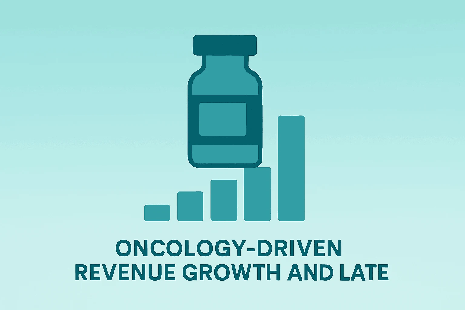 Flat vector of a pharmaceutical vial expanding to symbolize AstraZeneca Q1 results and oncology-led momentum