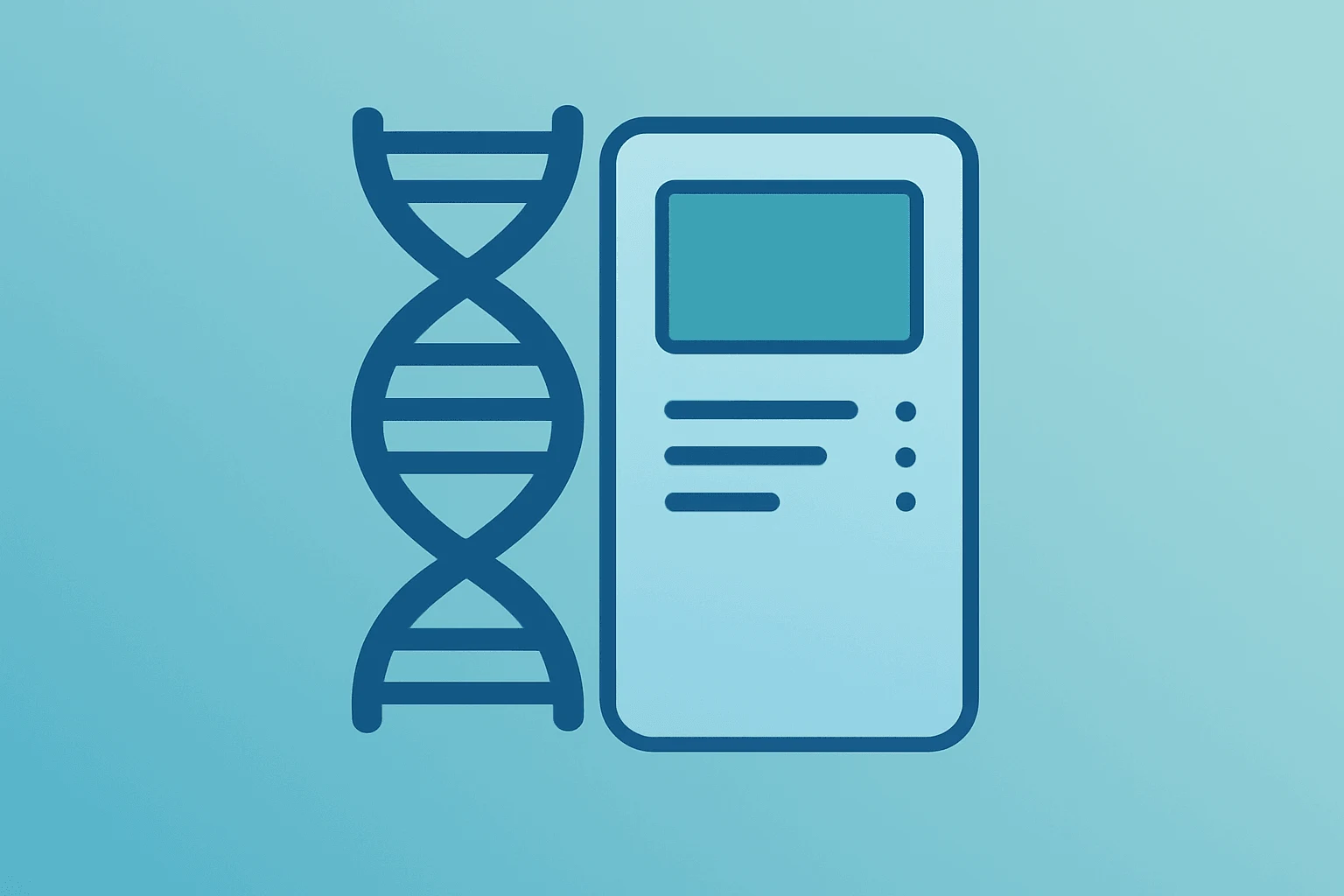 Flat vector of server rack merging with DNA helix to symbolize Tempus to Acquire Personalis integrating MRD into AI platform.