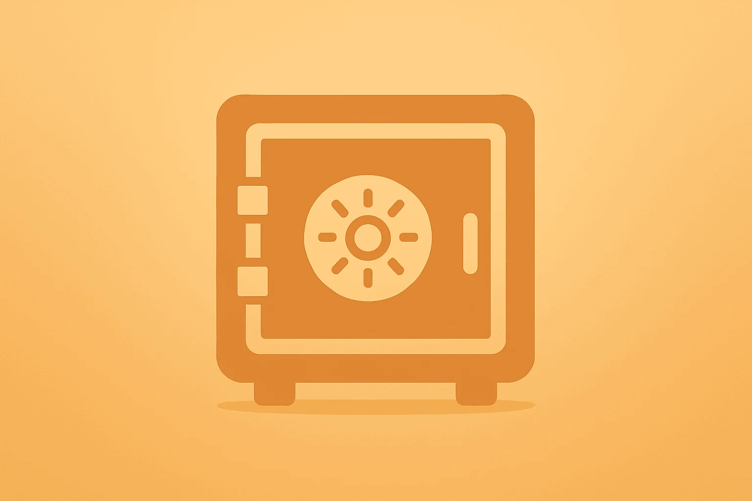 Flat vector of a payments vault with dimming light on a smooth amber-sand gradient to symbolize the PayPal takeover collapse.