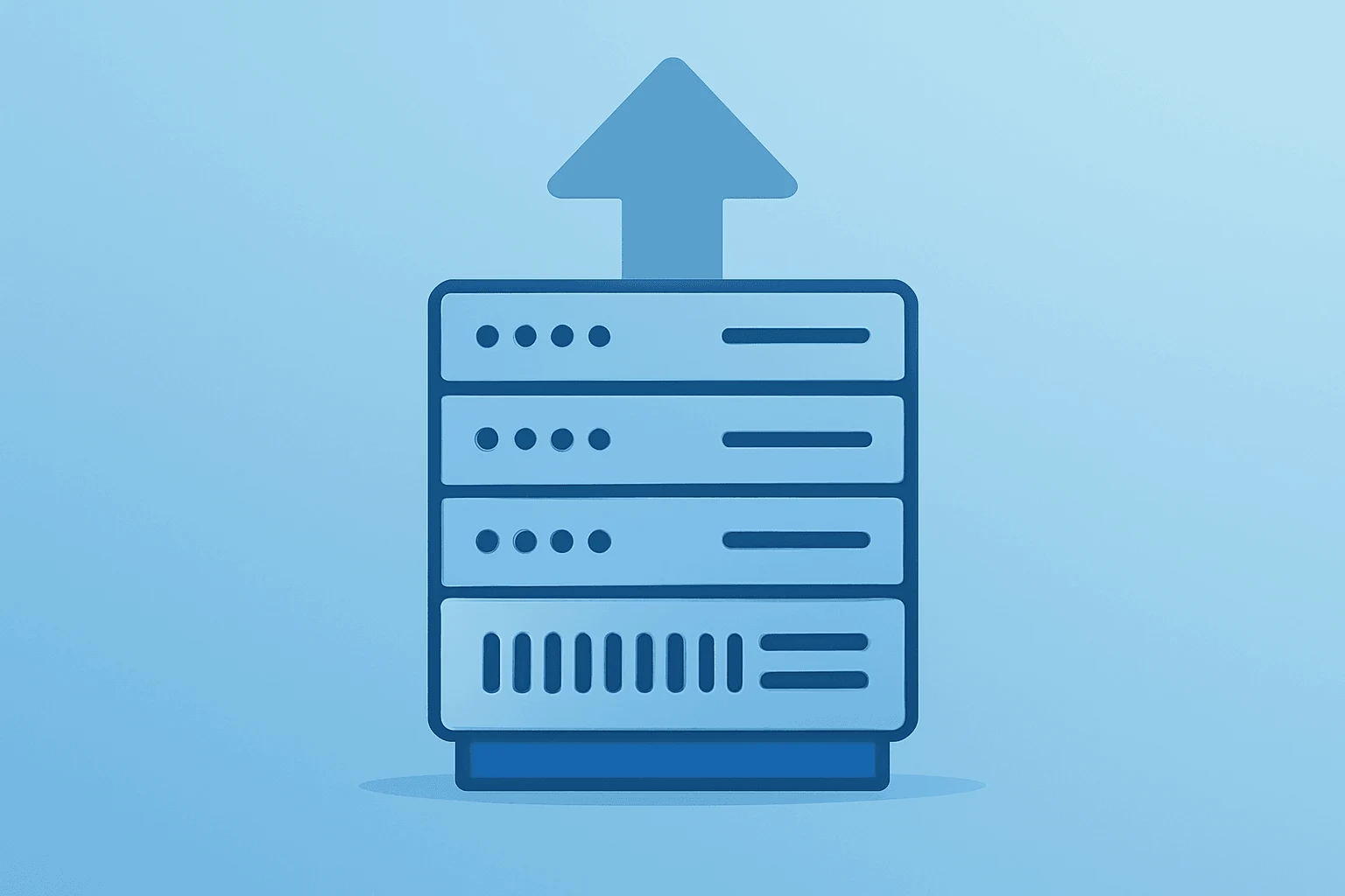 Flat vector server rack swelling with modules symbolizing Super Micro Computer earnings tied to AI demand and record backlog.