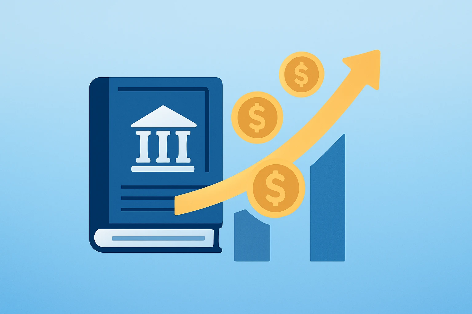 Flat filled vector of a bank ledger fused with interest flow illustrating Wells Fargo Q4 2025 results and profit rise.