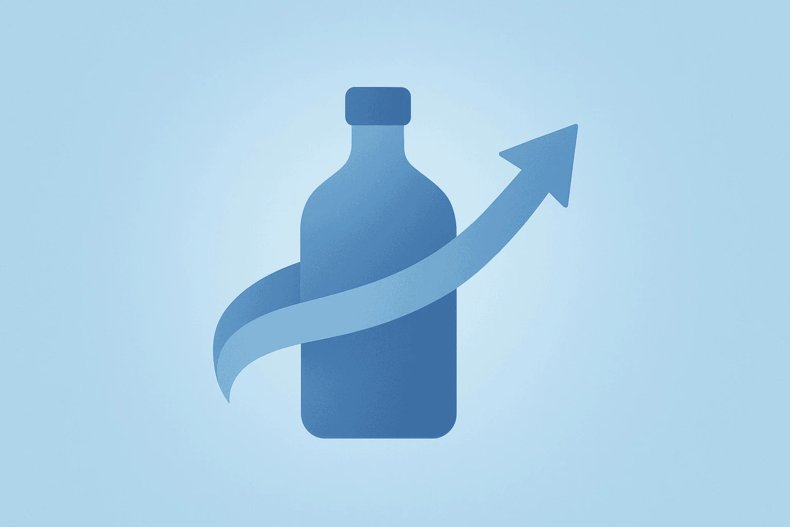 Flat vector of a stylized bottle with an expanding ribbon to symbolize Coca-Cola Q2 2026 results and guidance lift.