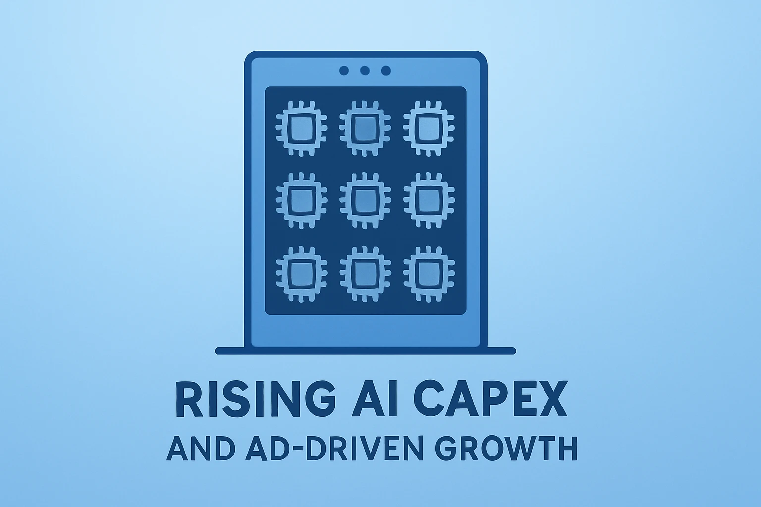 Flat vector of a server rack with circuitry to represent Meta Q4 2025 earnings focus on ad growth and rising AI capex.