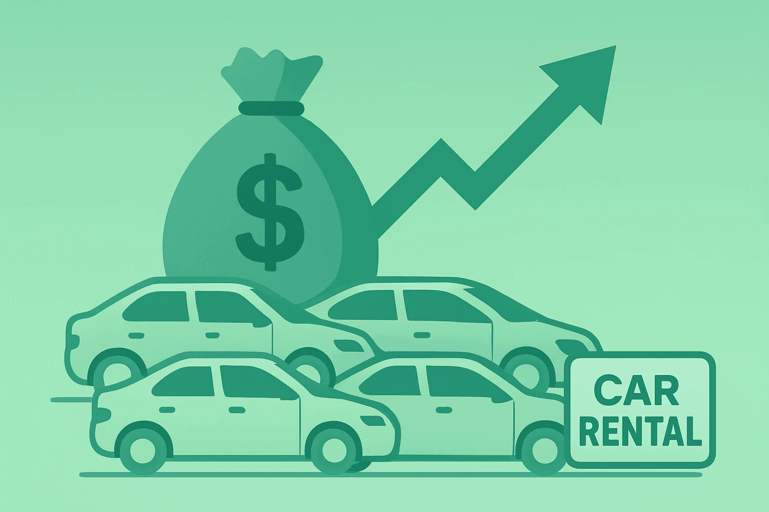 Flat filled vector of a car silhouette under strain to represent an Avis stock short squeeze and hedge-fund buildup.