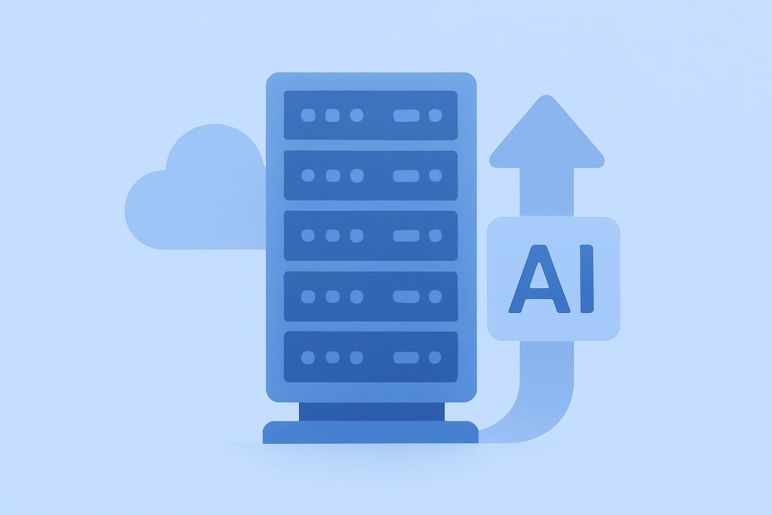 Flat vector of a hyperscale server rack expanding capacity to symbolize Microsoft India investment in cloud and AI skilling.