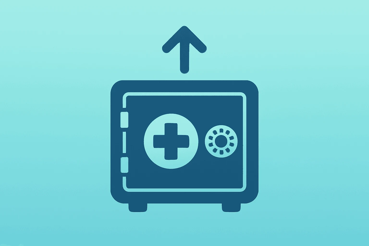 Flat filled vector of a medical distribution vault evoking Cardinal Health earnings guidance lift and specialty drug demand.