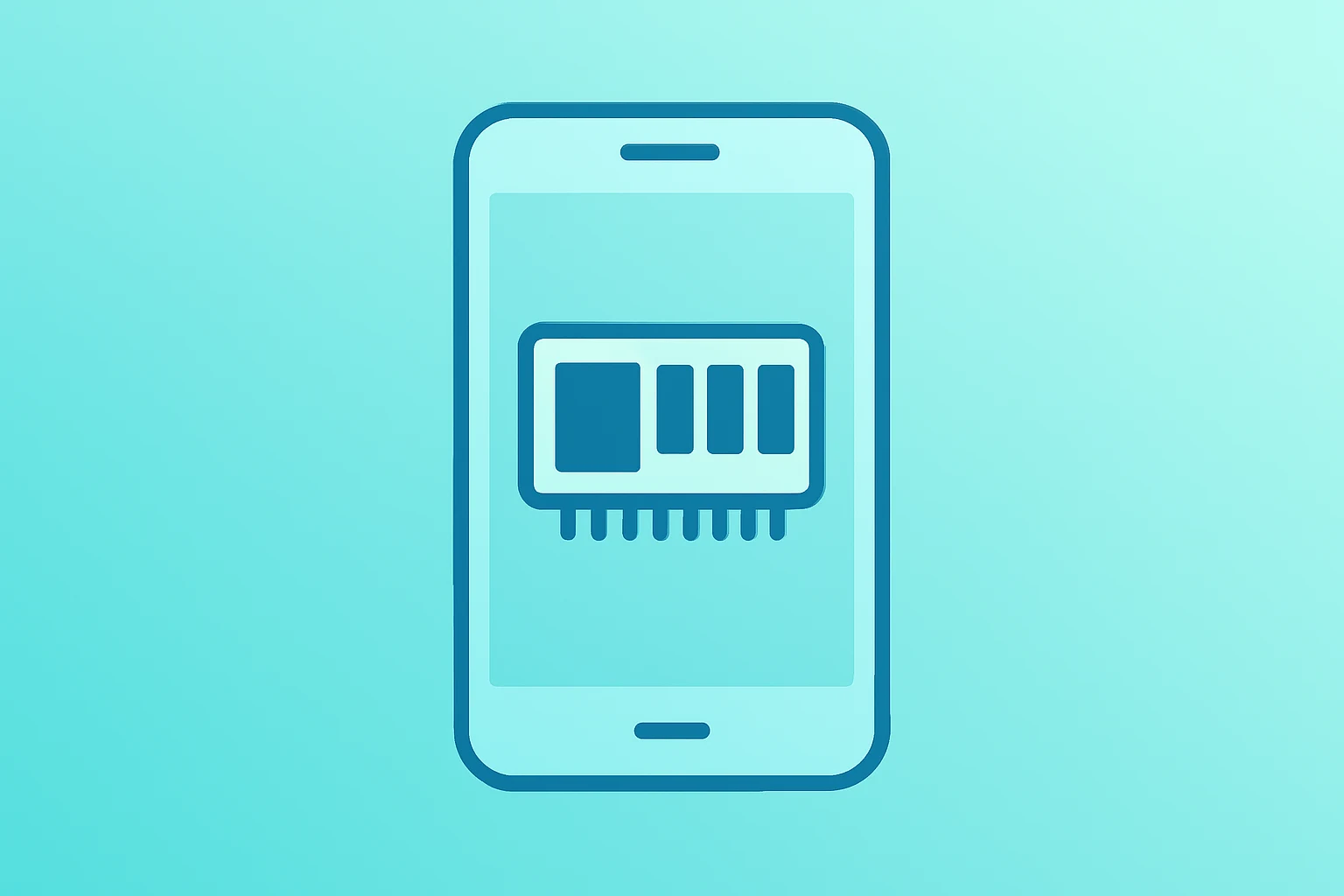 Flat vector of a dimming semiconductor chip evoking Qualcomm earnings hit by memory-chip shortage and softer mobile demand.
