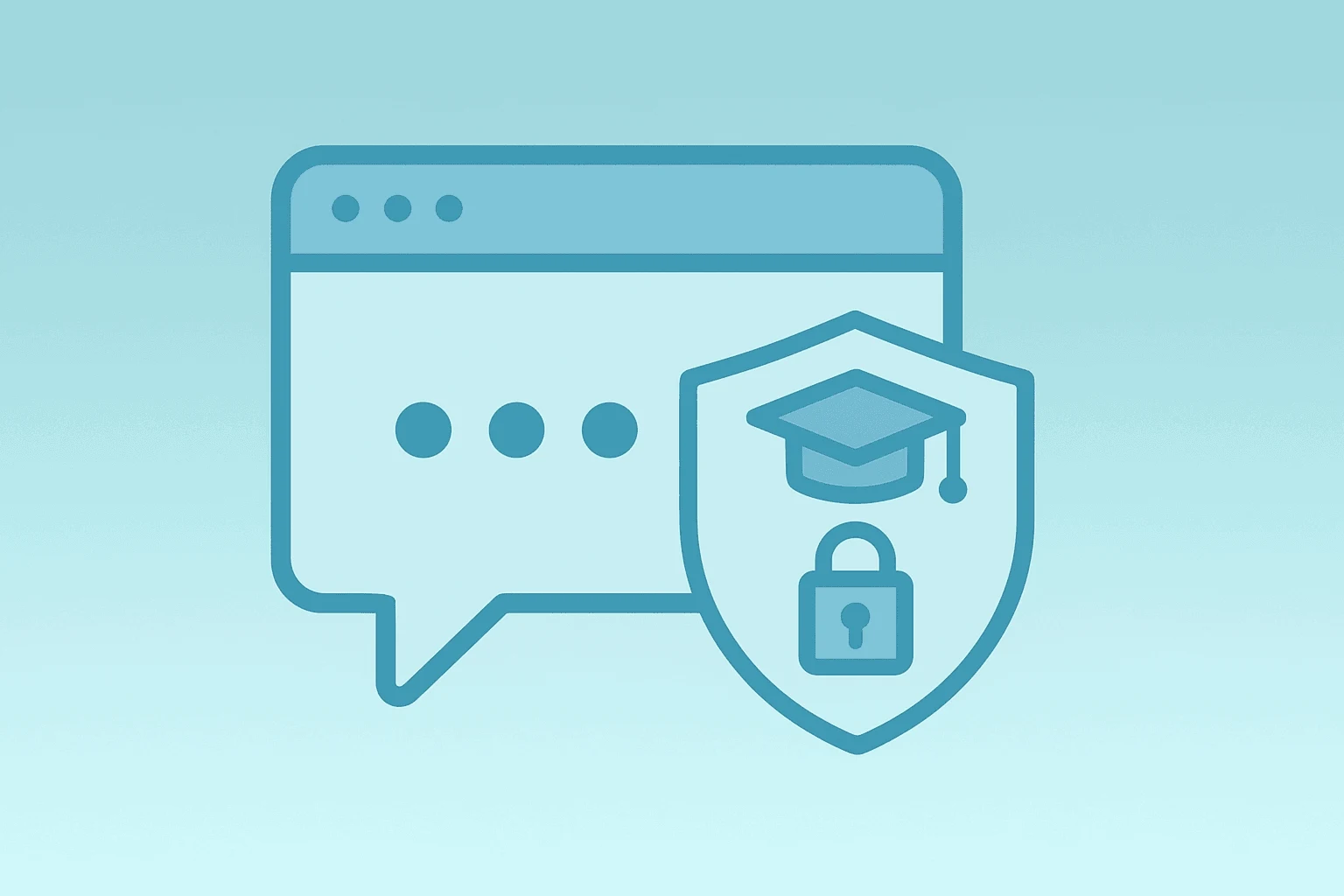 Flat vector of a teen chatbot icon with a parental lock and study badge representing ChatGPT for Teens safety.