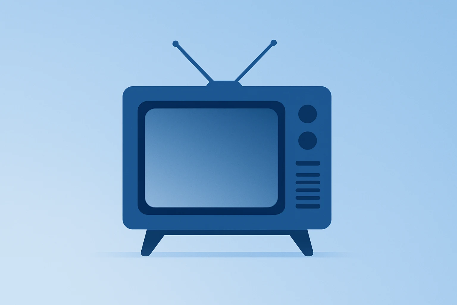 Flat vector TV with dimming screen suggesting linear TV decline and streaming shift, reflecting Paramount Skydance Q1 guidance.