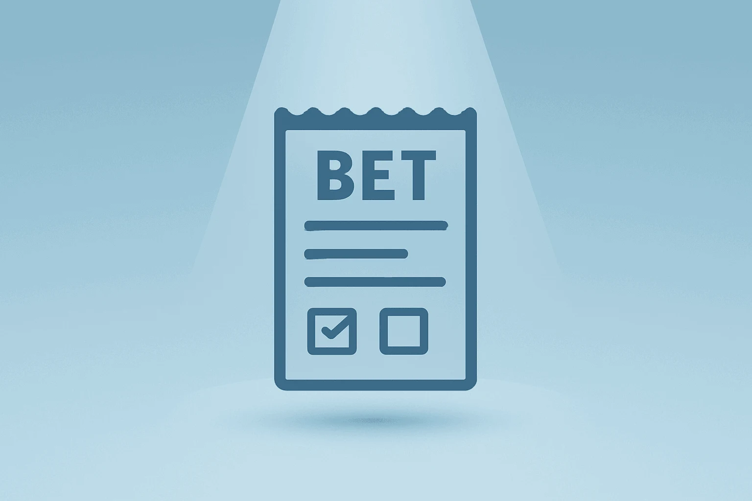 Flat-vector betting slip under a spotlight to reflect DraftKings Q2 earnings tension between wager volume and monetization.