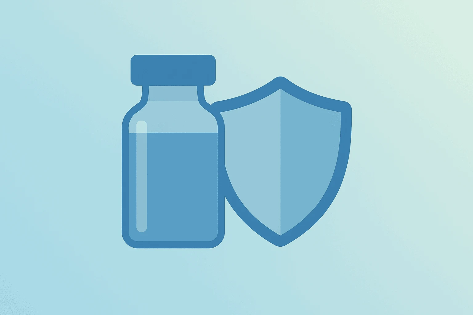 Flat vector of a medical vial merging with a steady shield to symbolize Johnson & Johnson Q1 2026 earnings resilience and portfolio offset.
