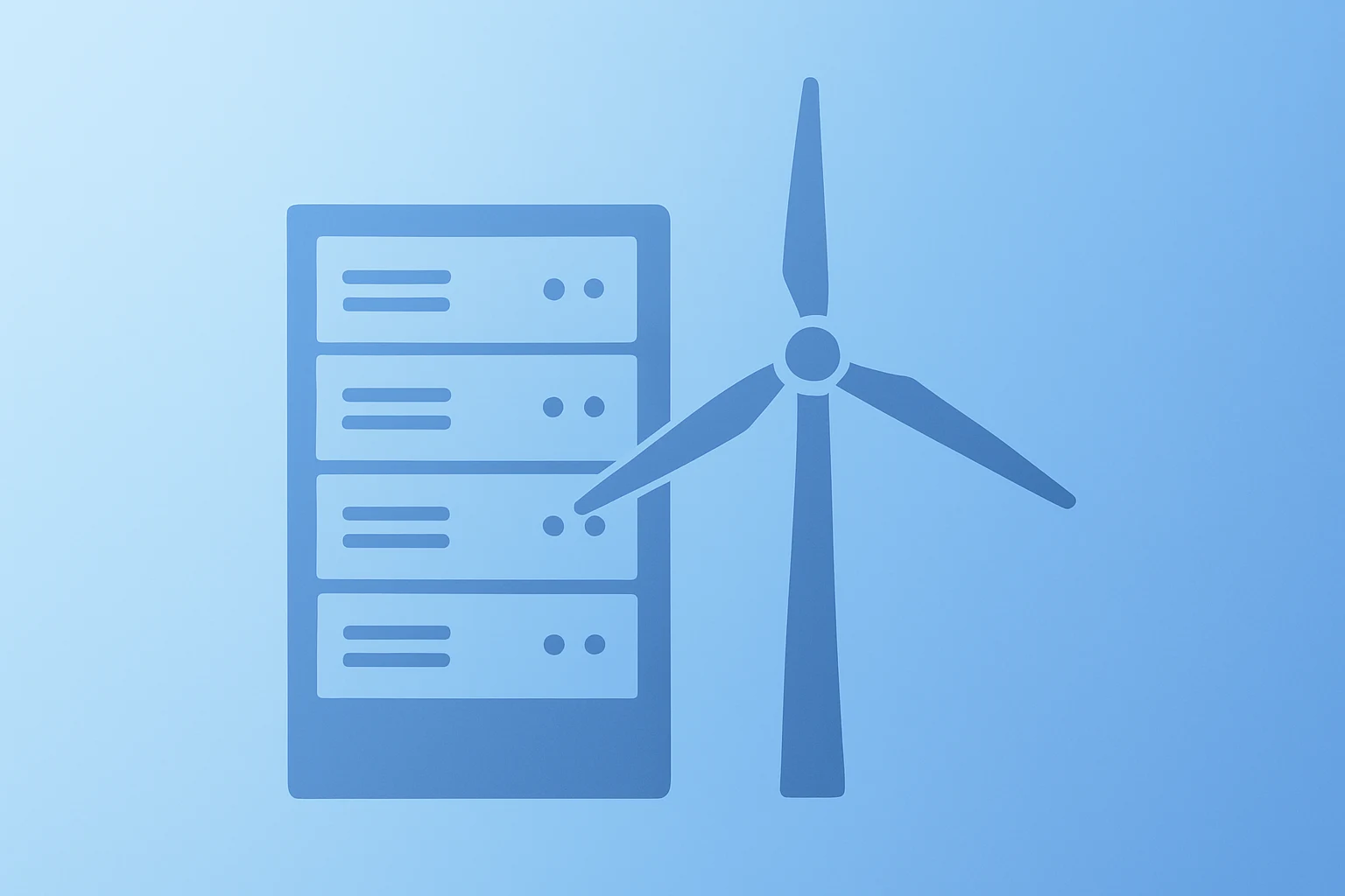 Flat vector of a server and power turbine fused to symbolize the OpenAI SoftBank SB Energy investment and AI campuses