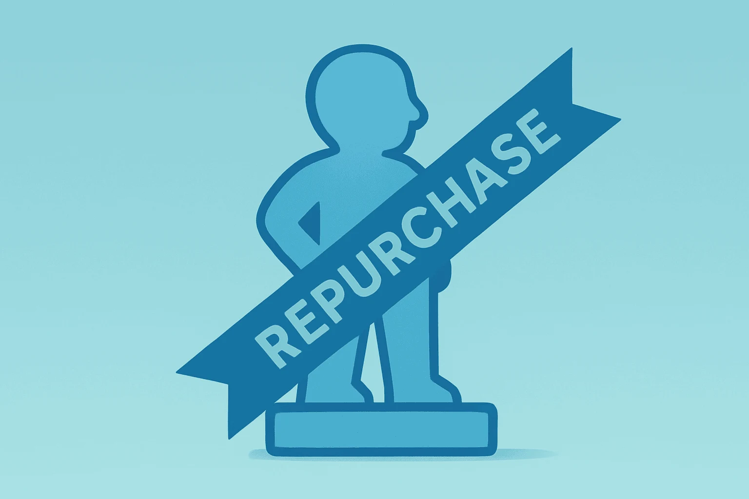 Flat vector collectible figurine with a repurchase ribbon symbolizing GameStop Q1 results and a $2 billion buyback program.