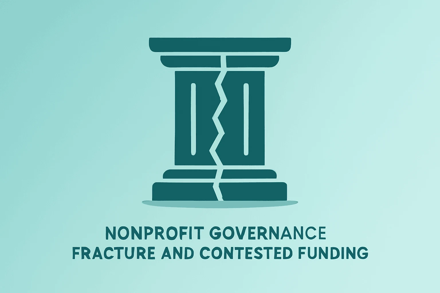 Flat vector foundation pillar with crack symbolizing Elon Musk OpenAI lawsuit and governance, funding, IPO risk.