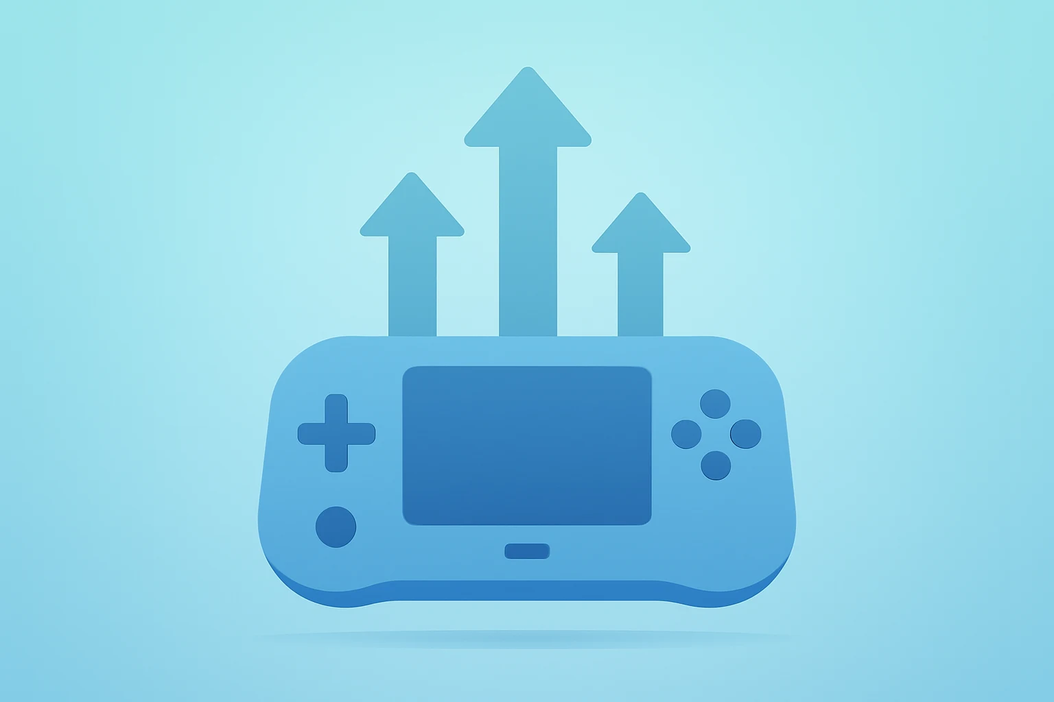 Flat vector of a gaming console swelling to signal a bookings surge, reflecting Roblox Q4 results and user growth.