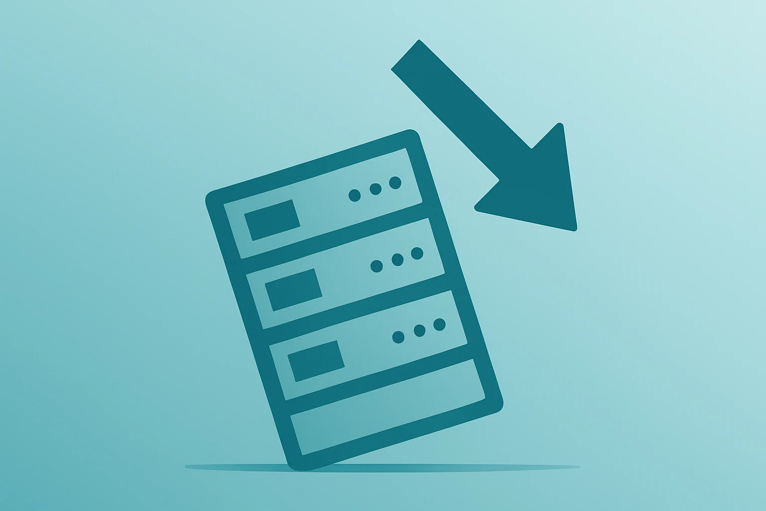 Flat-vector server rack under strain symbolizing CoreWeave fraud allegations and capex-driven capacity expansion risk.