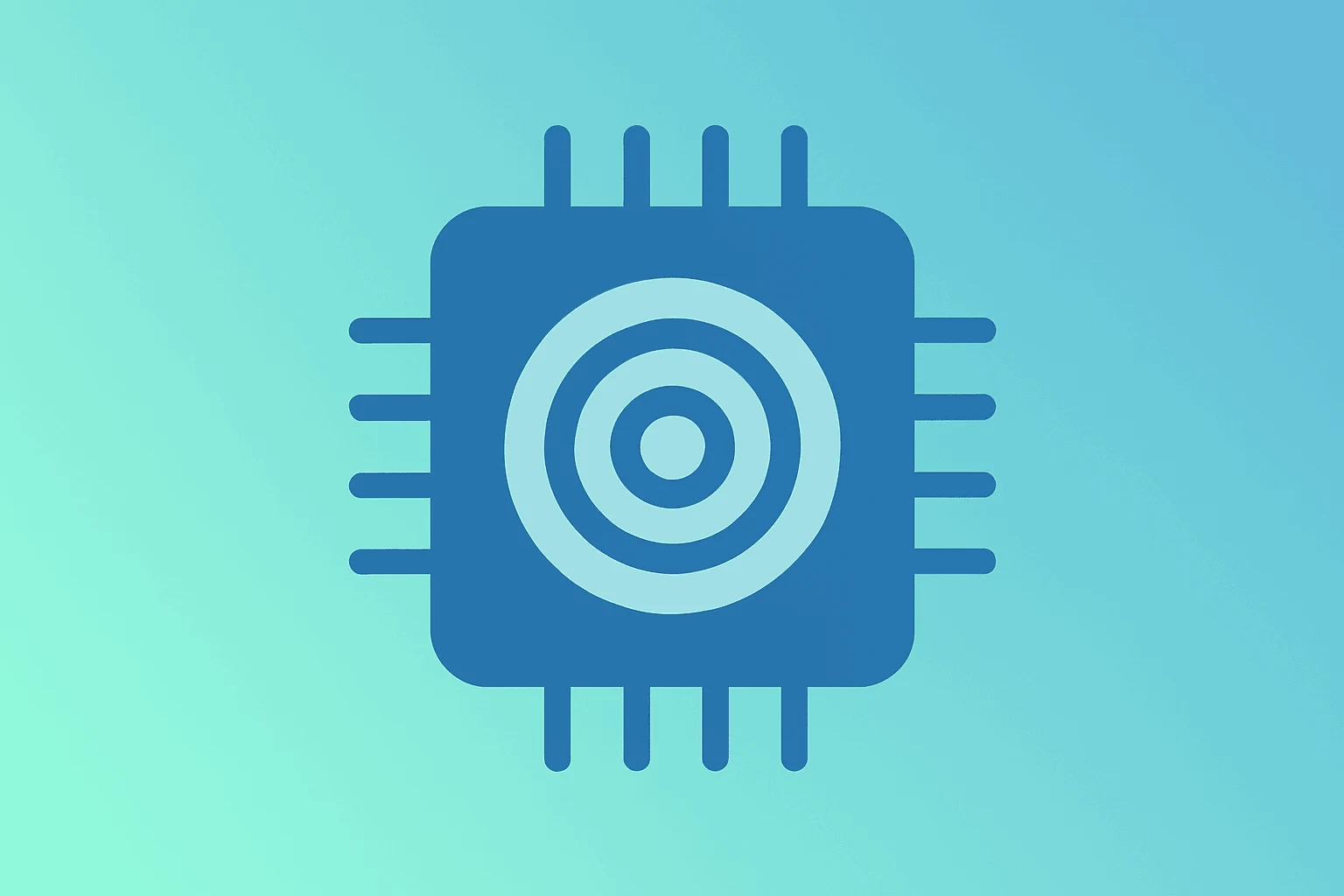 Flat filled vector of a trapped-ion quantum processor with an expanding core symbolizing the Quantinuum IPO as a market test.