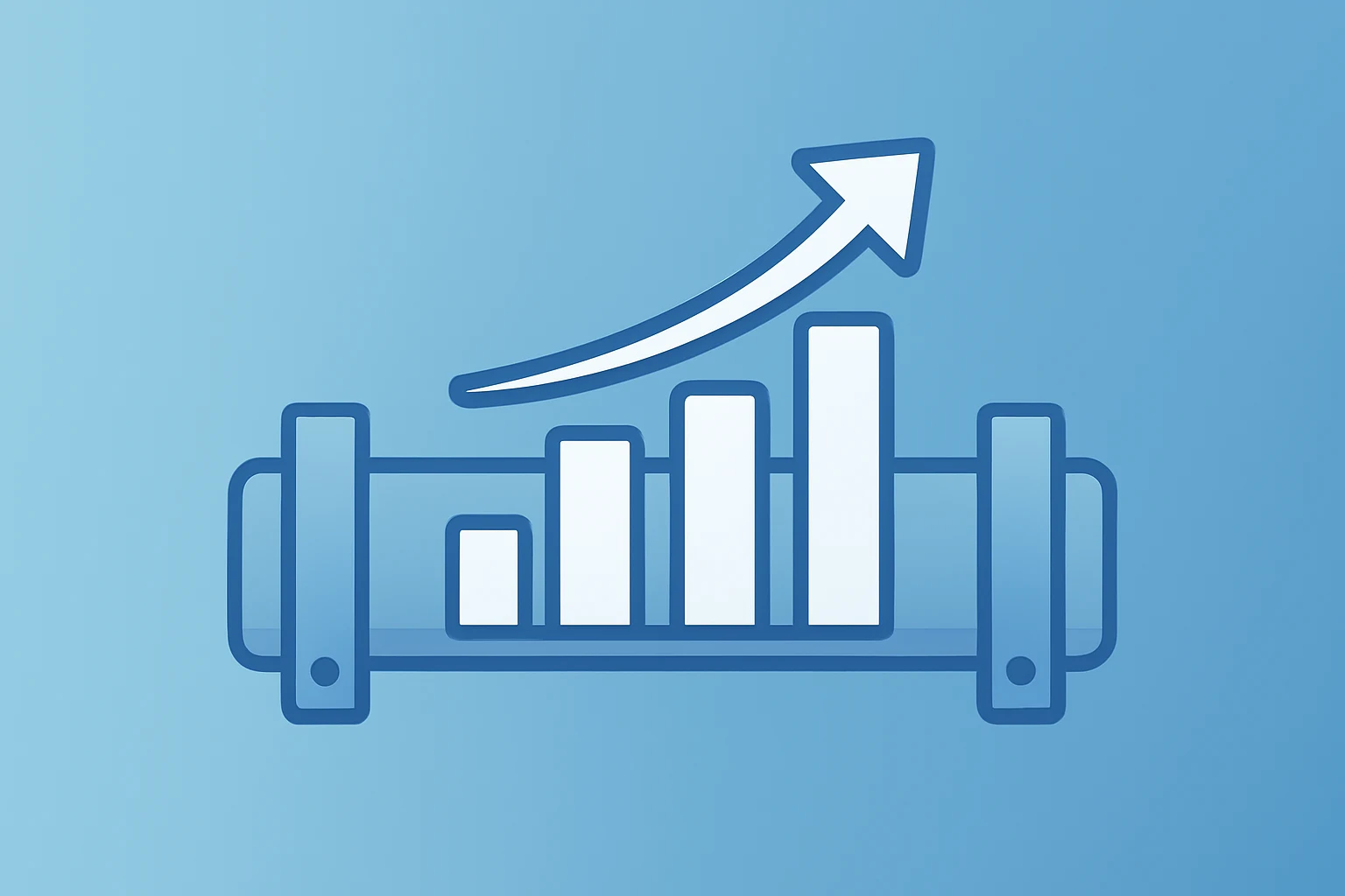 Flat filled vector of a pipeline segment expanding flow to symbolize Enbridge earnings beat and quarter revenue and EPS.