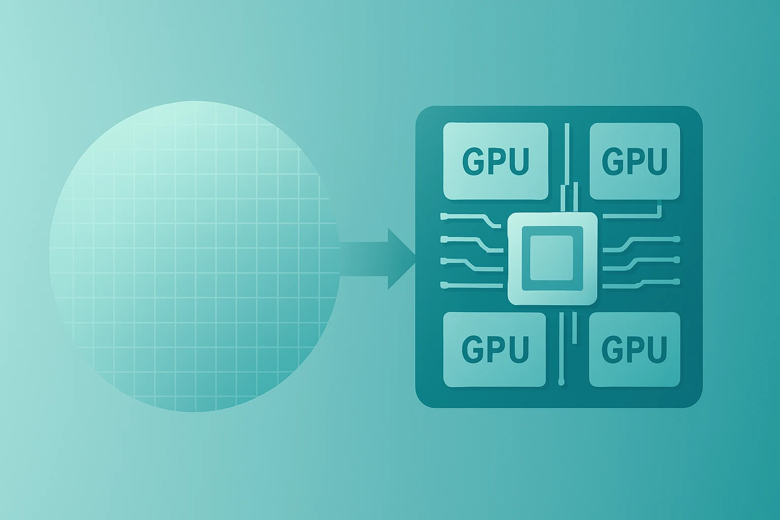 Flat vector of a server tower merging with a GPU cluster symbolizing Nvidia stock and the AI infrastructure buildout.