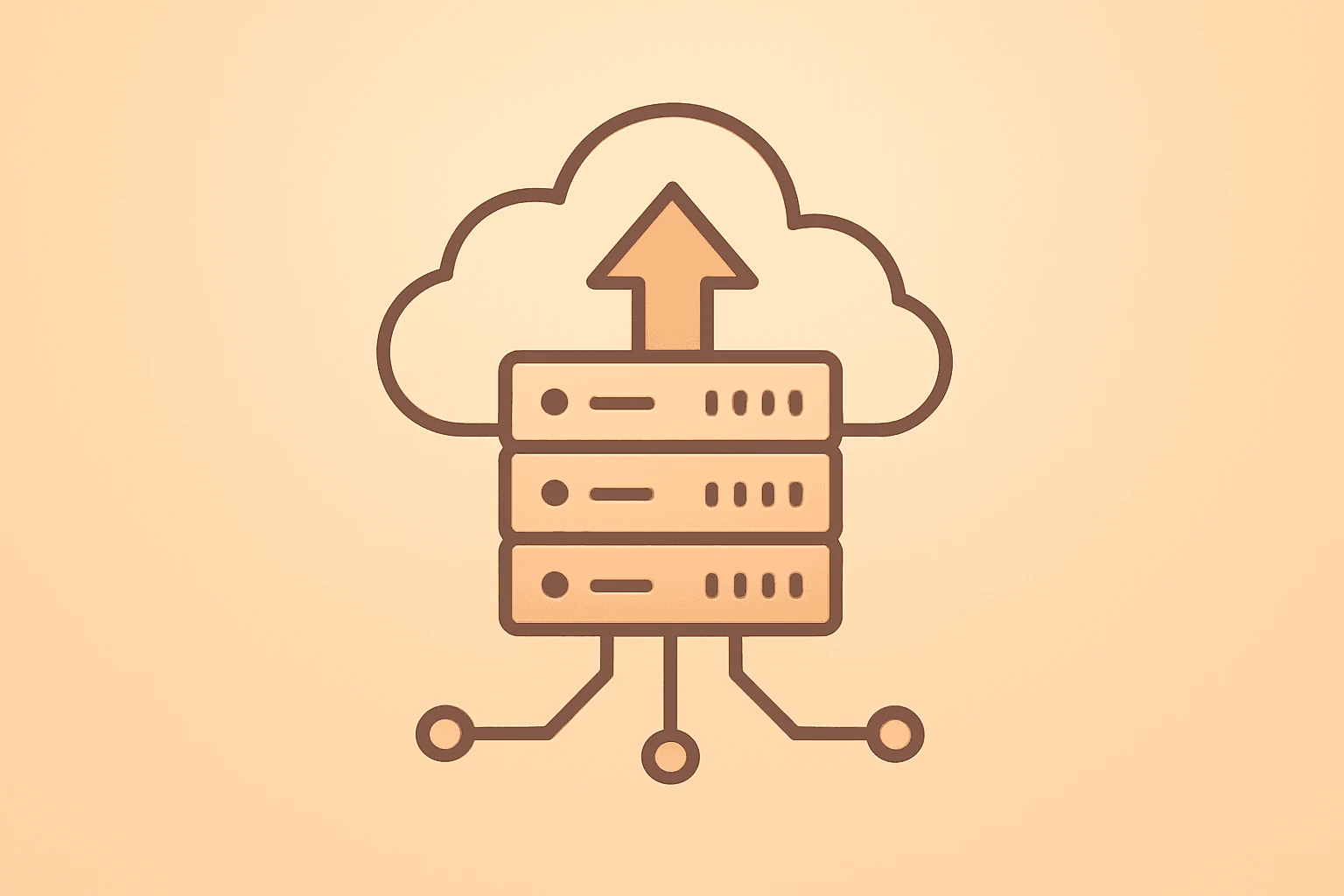 Flat vector of a cloud server stack unfurling connections to symbolize Atlassian earnings beat and upbeat FY2027 guidance.