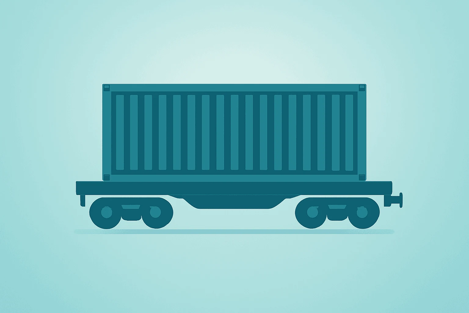 Flat vector of a freight container fused with a railcar to symbolize J.B. Hunt earnings from intermodal demand.