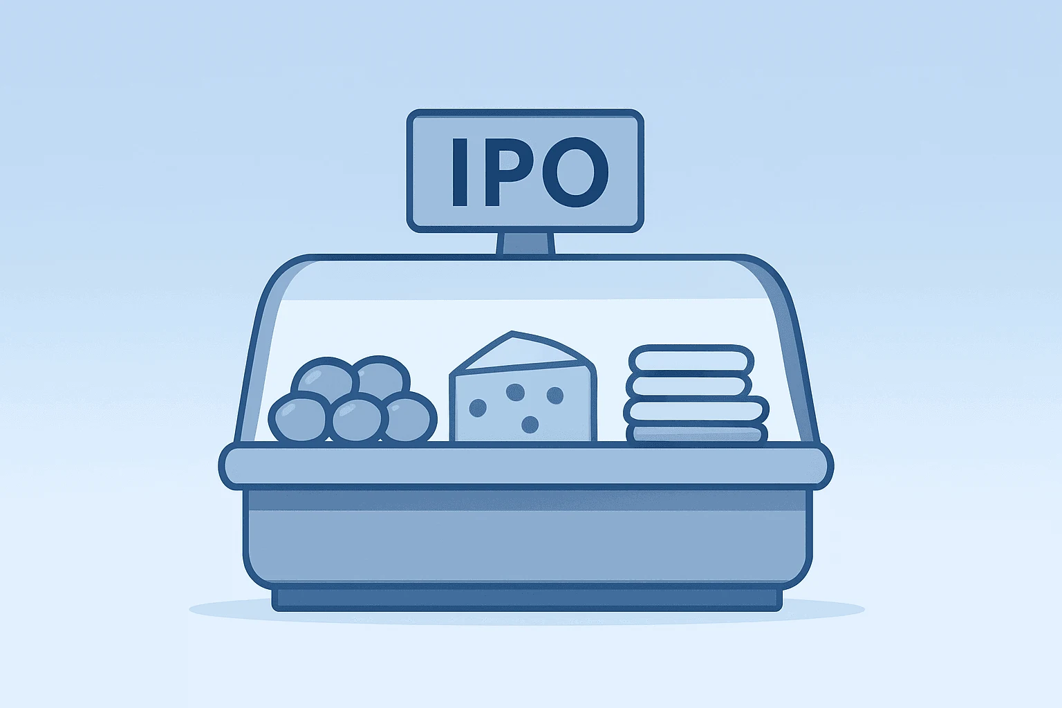 Flat filled vector deli sandwich icon merged with a listing token to symbolize Jersey Mike's IPO and constrained float.