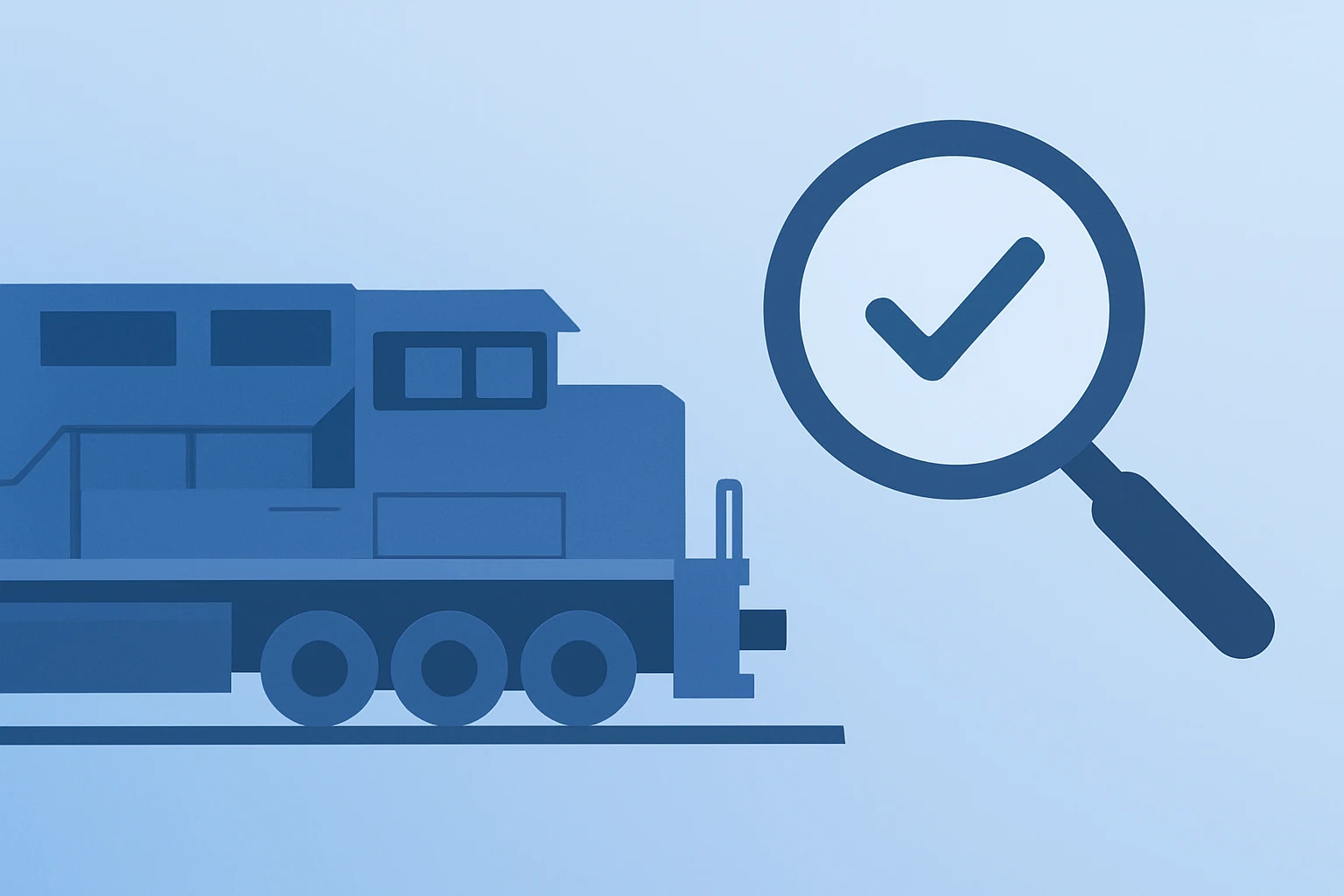 Freight locomotive under regulatory scrutiny cover for Union Pacific Norfolk Southern merger, minimalist gradient and shadow.