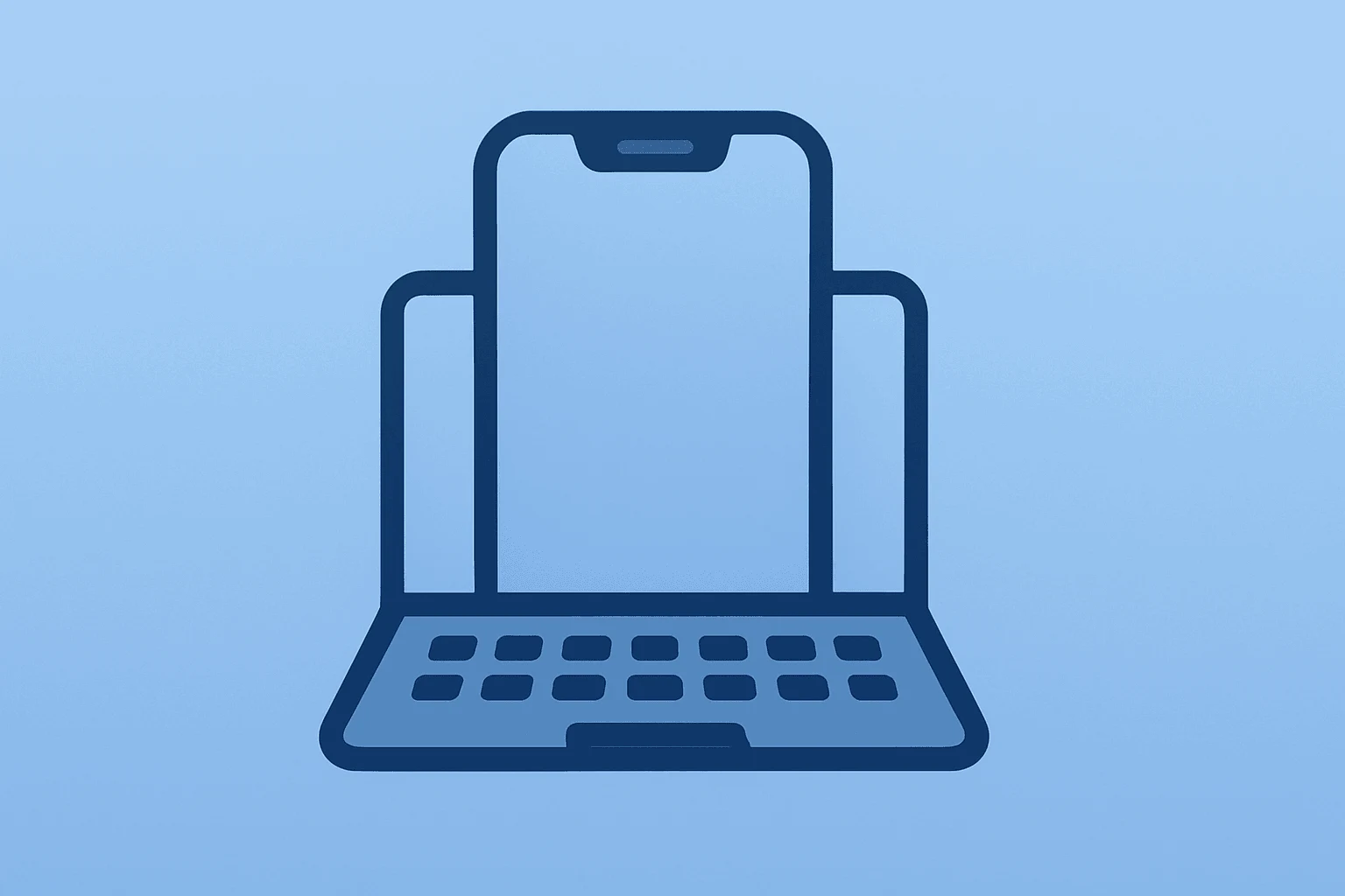 Flat vector of an iPhone and a laptop fused to suggest a hardware surge, reflecting Apple Q3 2026 earnings hardware strength.