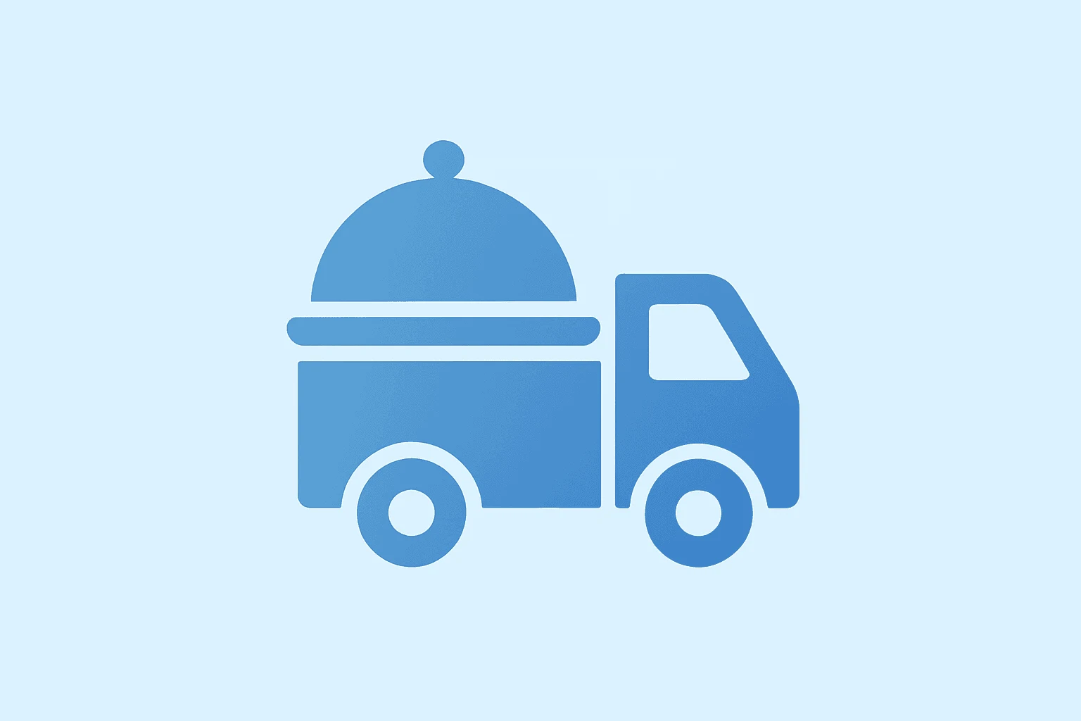 Flat-vector of a delivery truck merging with a catering tray to symbolize Uber to Acquire ezCater integration.