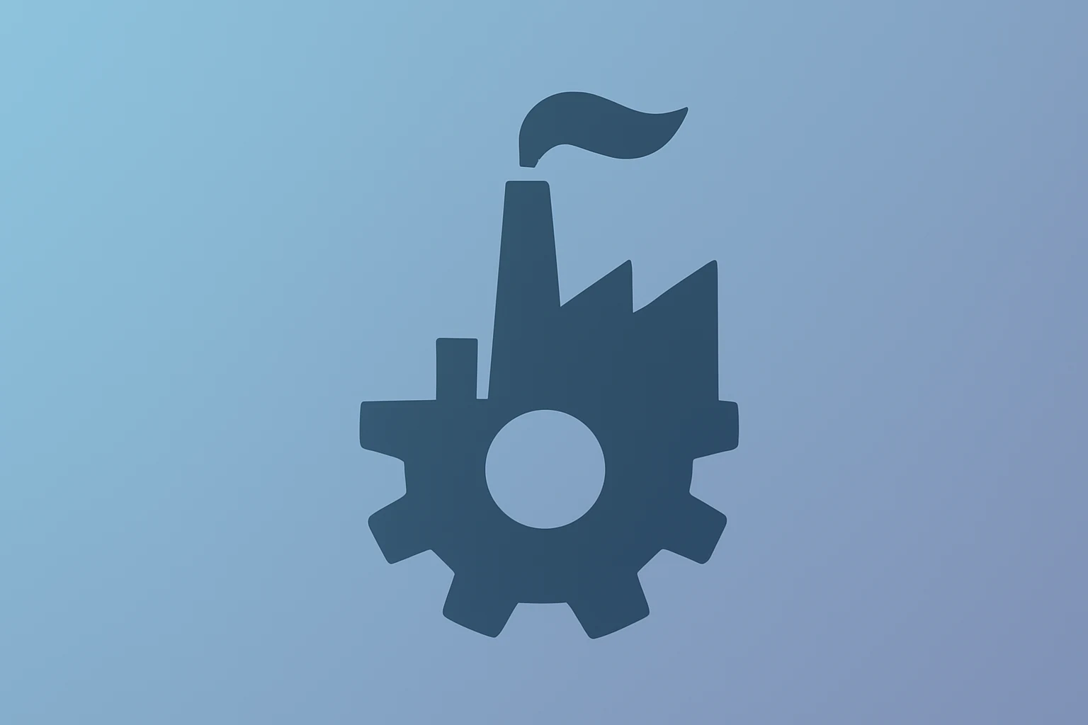 Flat filled vector of a toy factory cog under dim light and softened spotlight symbolizing the Mattel earnings miss.