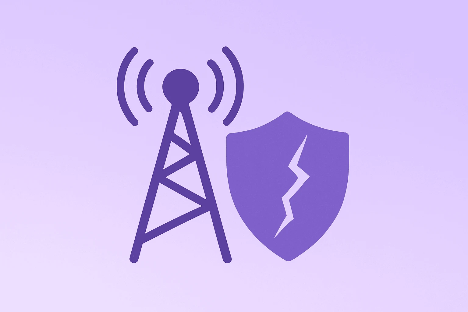 Flat vector broadcast transmitter with a cracked shield, evoking Disney FCC license renewals and First Amendment risk.