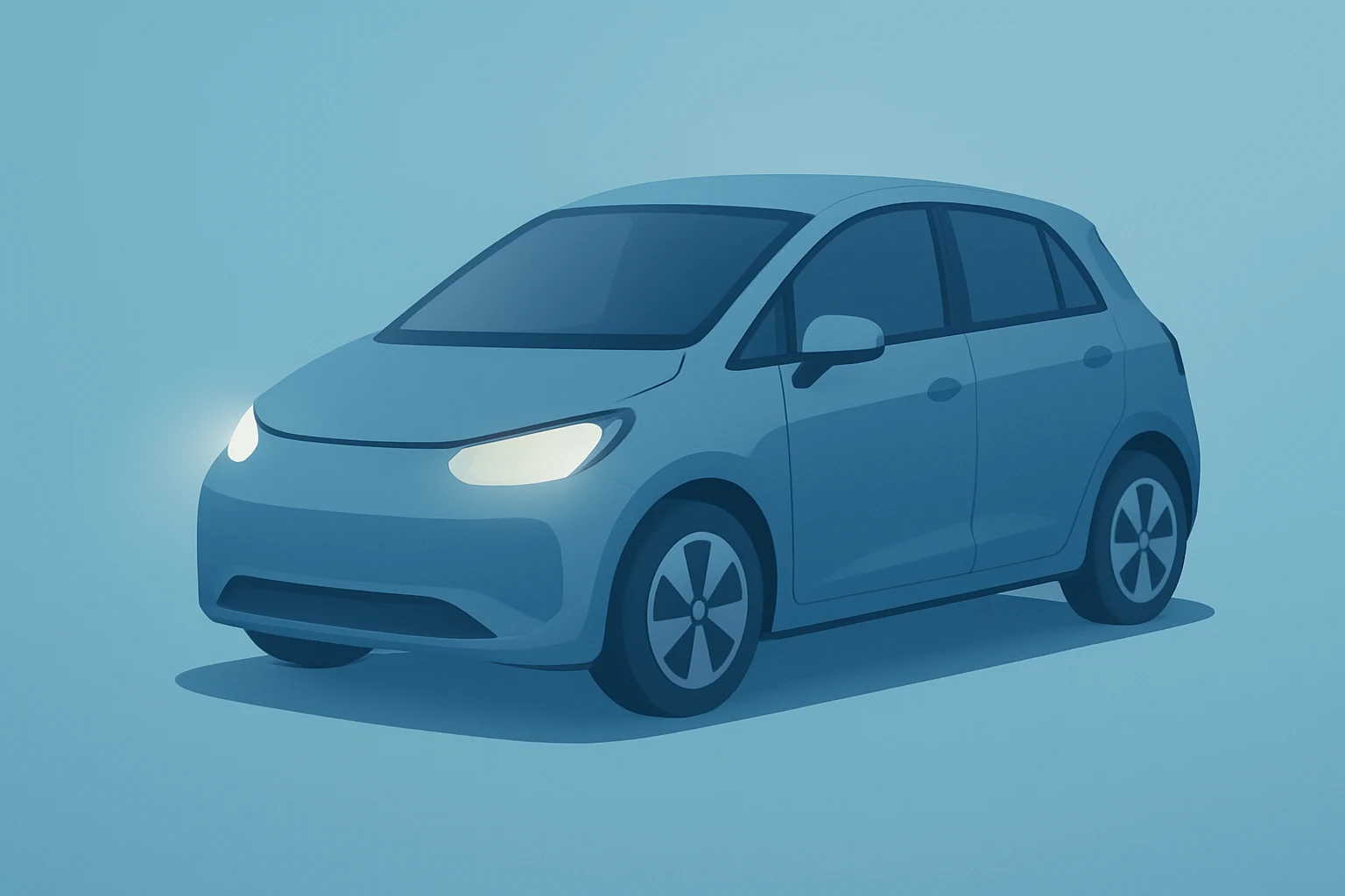 Flat vector compact car under dimming light symbolizing Honda FY2026 Loss and a $15.7 billion EV charge