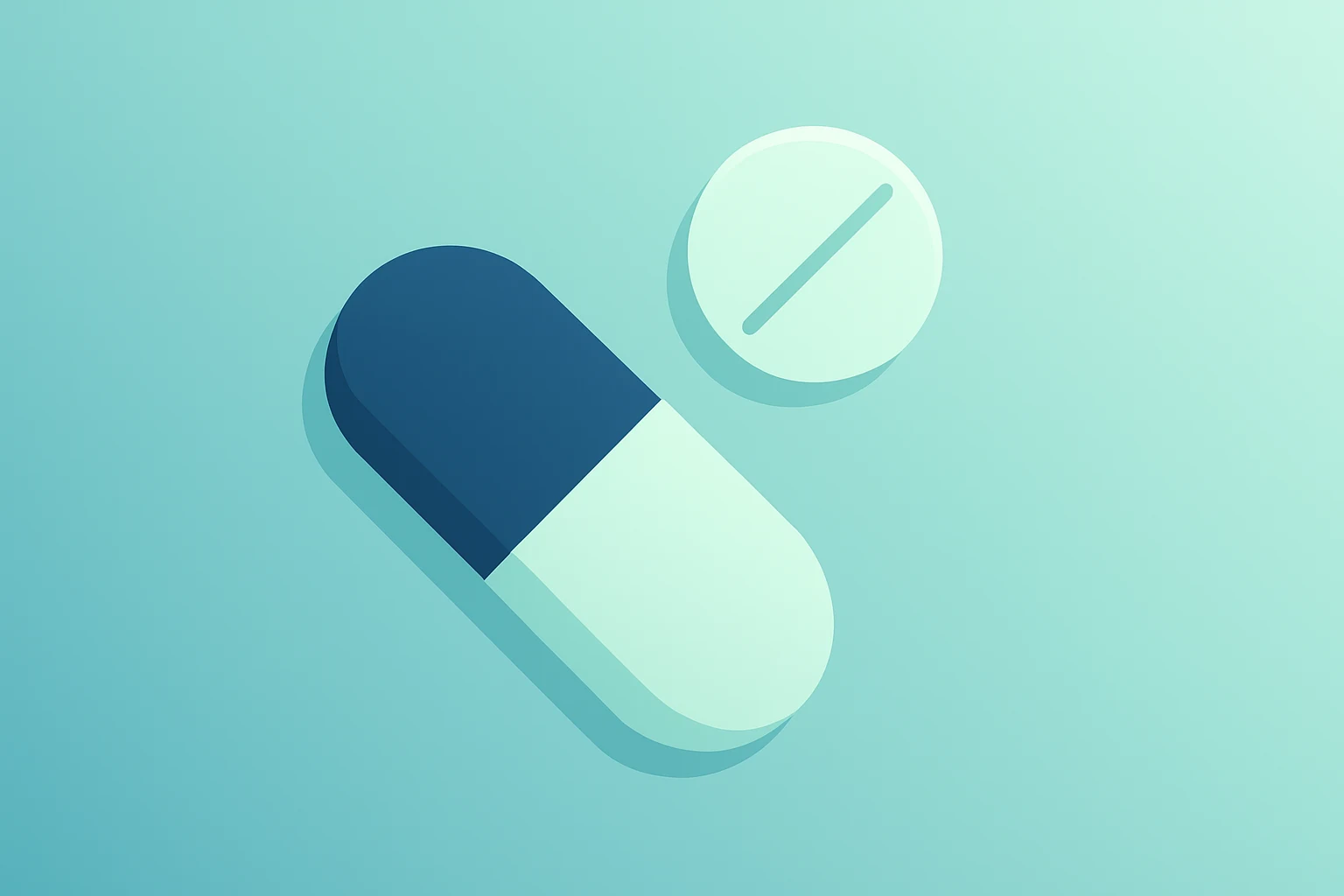 Flat vector of a merged capsule and pill bottle symbolizing Hims & Hers Semaglutide Pill undercutting peers; smooth gradient.