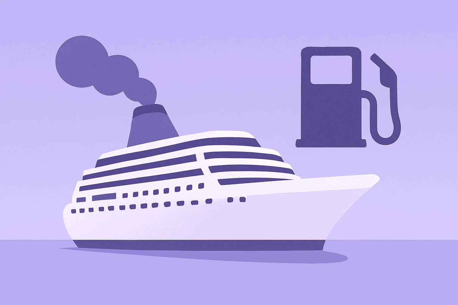 Flat vector of cruise ship under fuel strain representing Royal Caribbean Q1 earnings and trimmed guidance from higher fuel costs.
